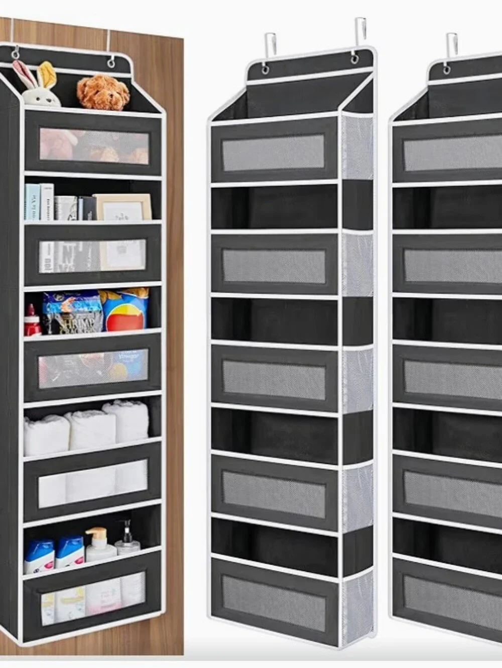 Over-the-Door 8-Bin Hanging Organizer - Black